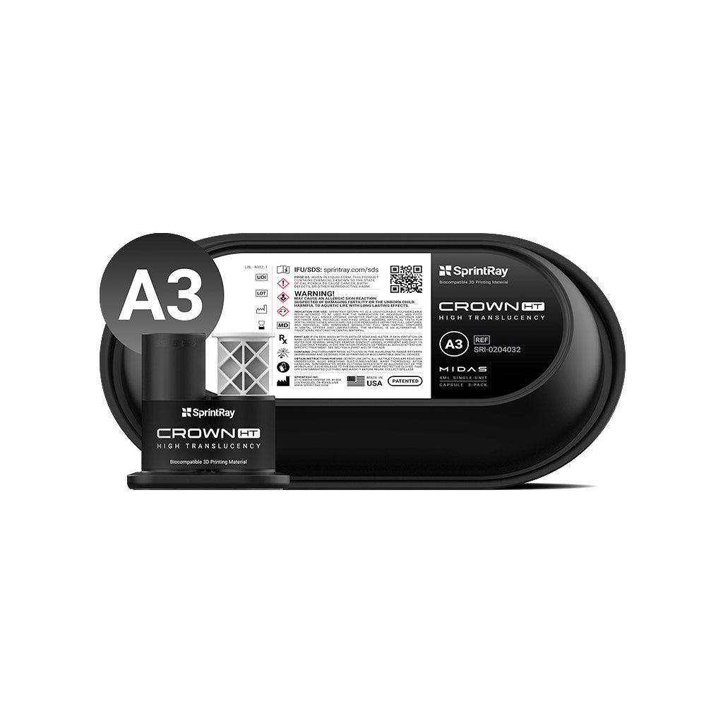 SprintRay Crown HT - A3 - Single-unit Capsule 3-Pack